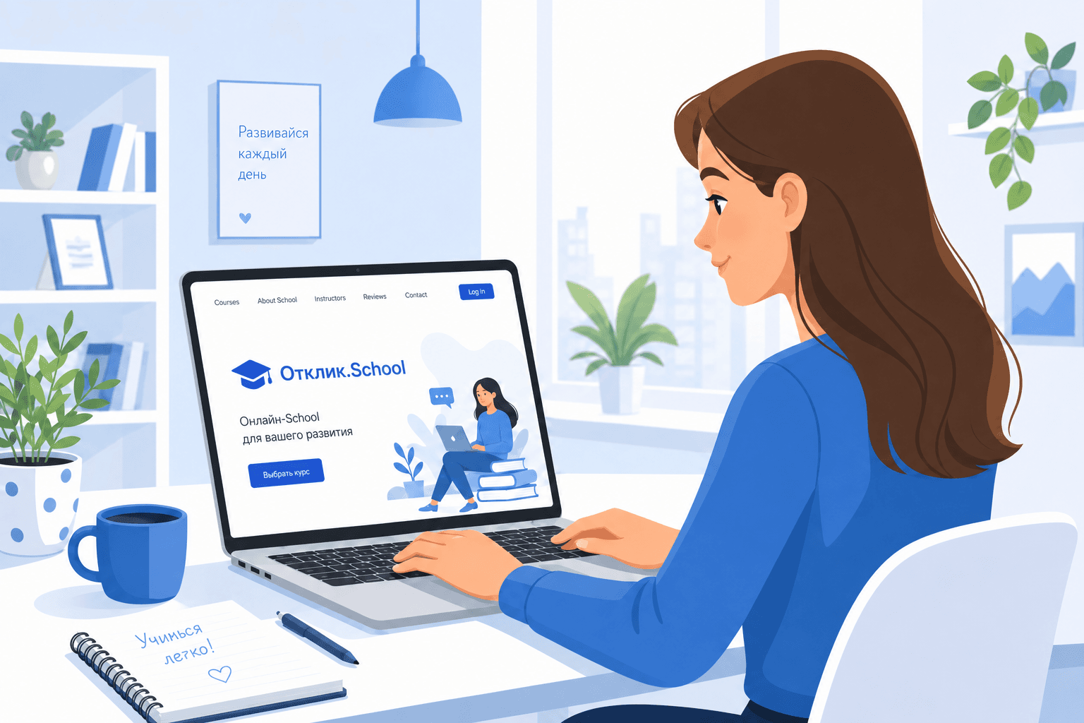 Ученик за ноутбуком на платформе Отклик.School