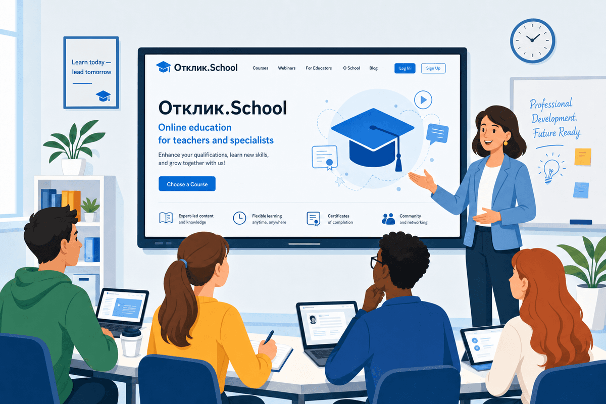 Команда изучает лекции на Отклик.School